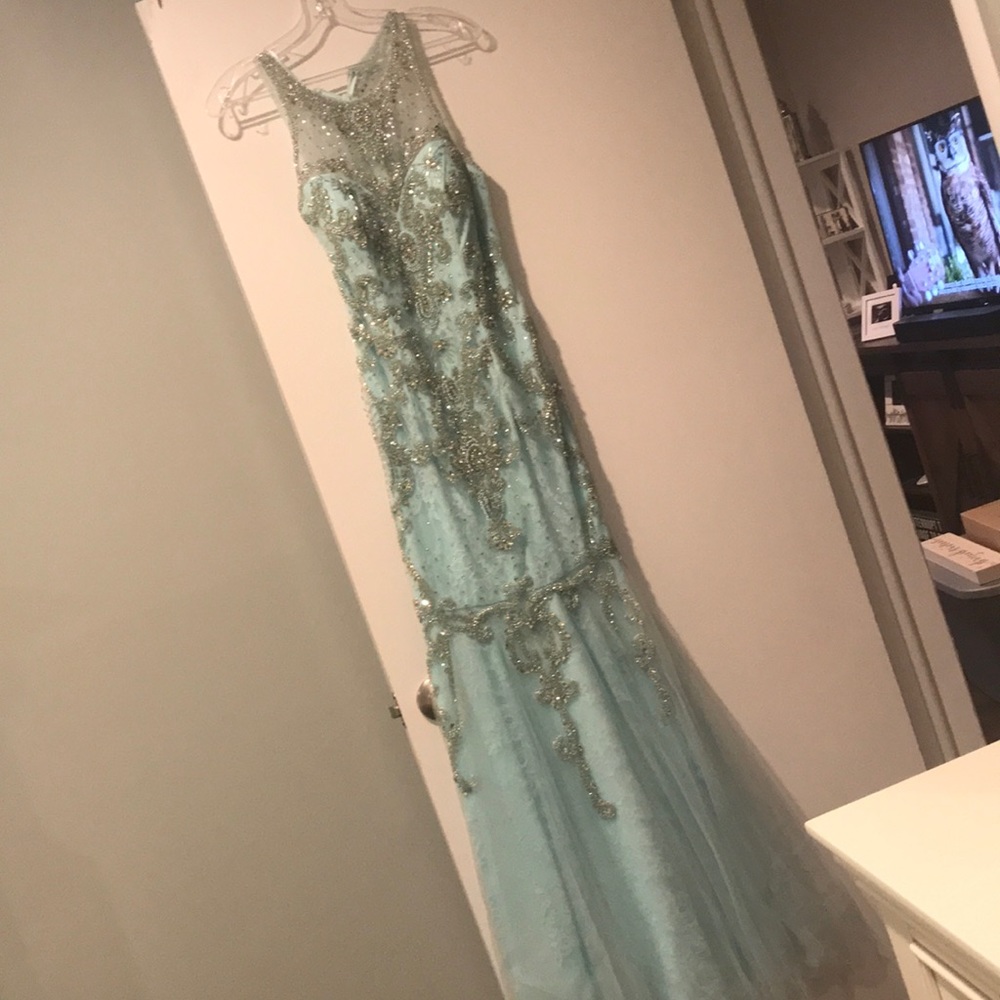 Brand new never worn boubou turquoise beaded gown